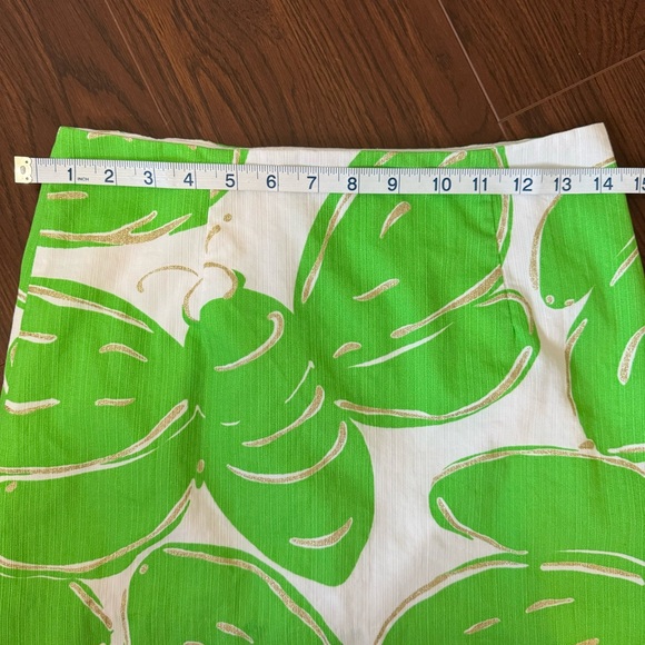 Lilly Pulitzer Tate Skirt Resort White Stinger Bee Gold Glitter Size 0 Green - Picture 7 of 12